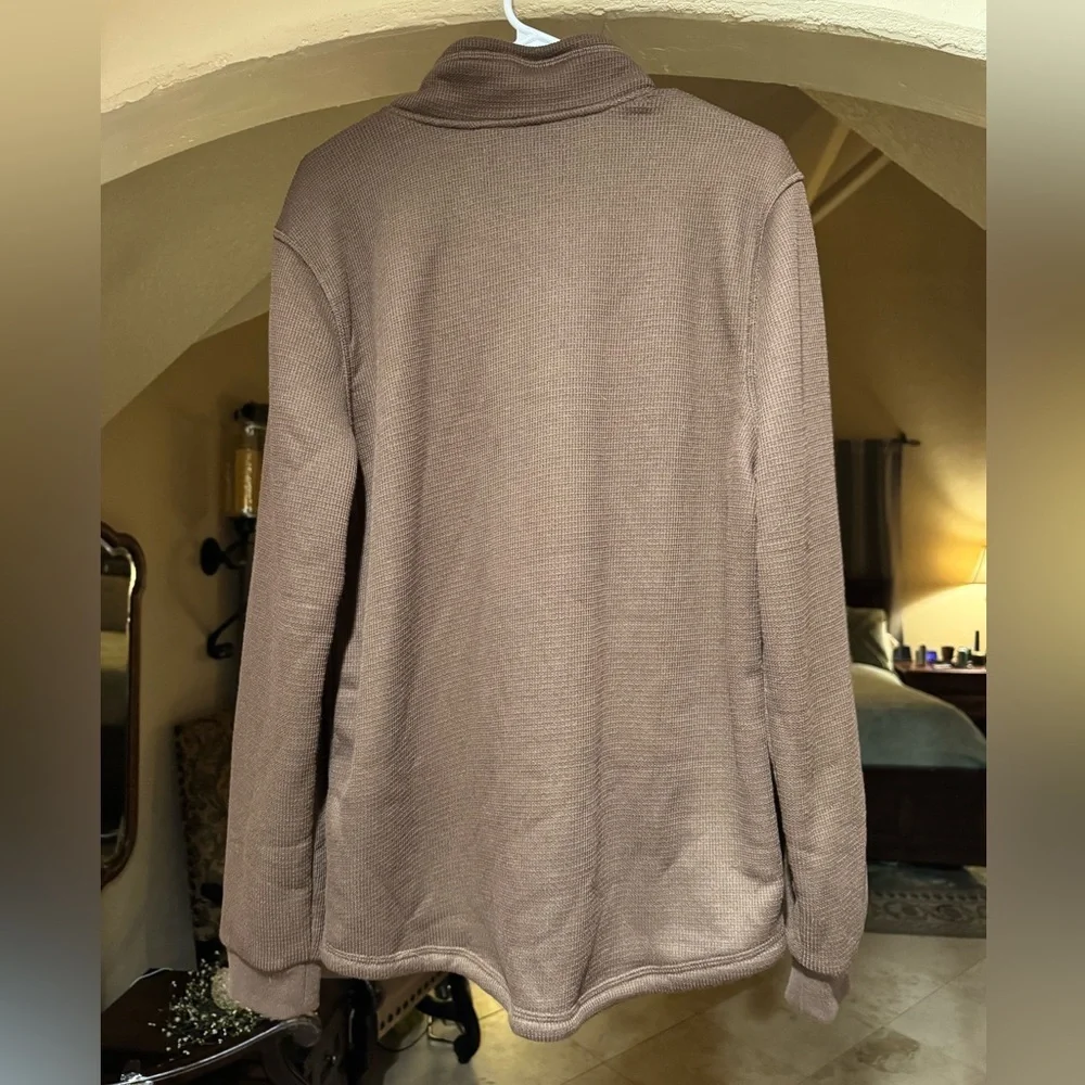 Men's Brown Zip-Up Sweater With Sherpa Lining - Picture 3 of 6